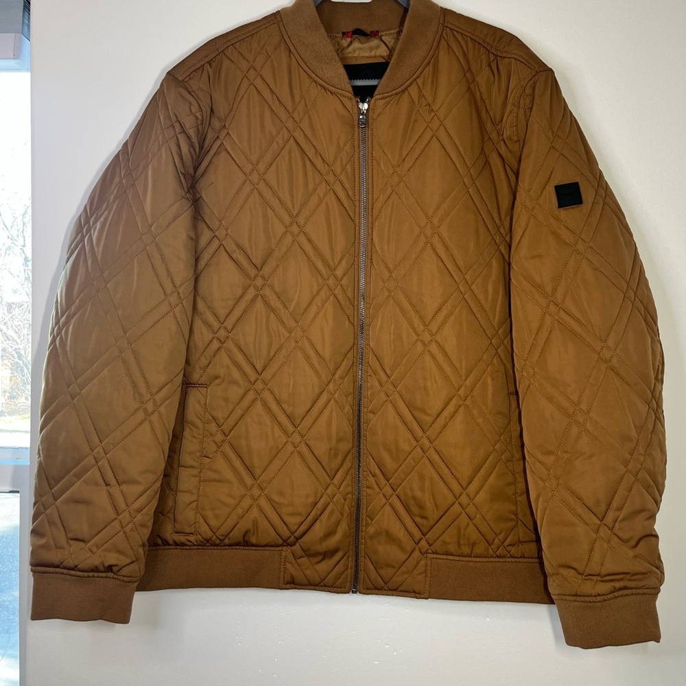 Michael Kors Quilted Bomber Jacket Brown Zip Front Men’s XXL